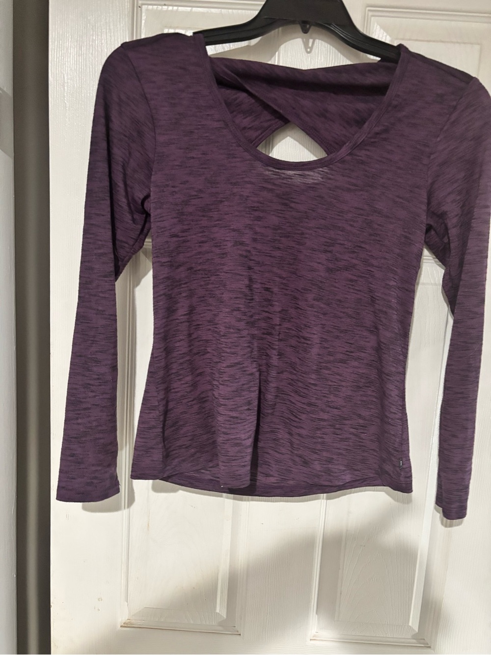 Women's Purple Long-Sleeve Crisscross Back Top